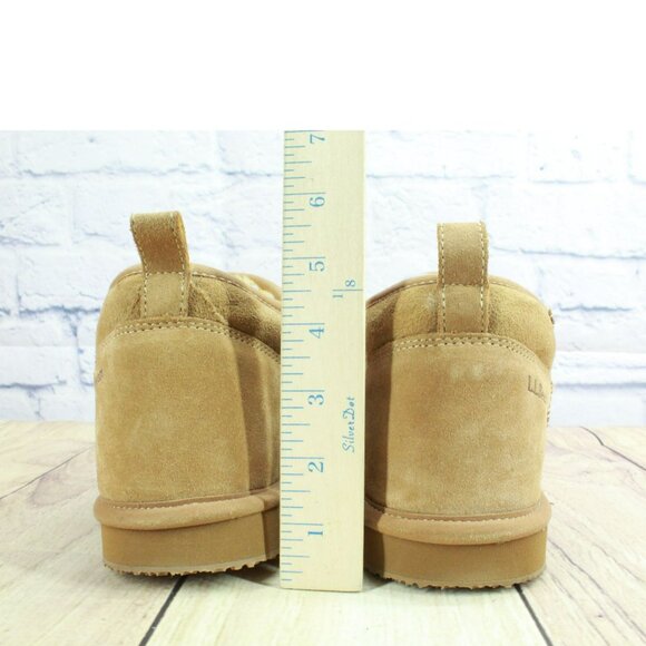 LL Bean Brown Suede Wicked Good Shearling Lined Slipper Ankle Boots Size 9 M - Picture 6 of 9